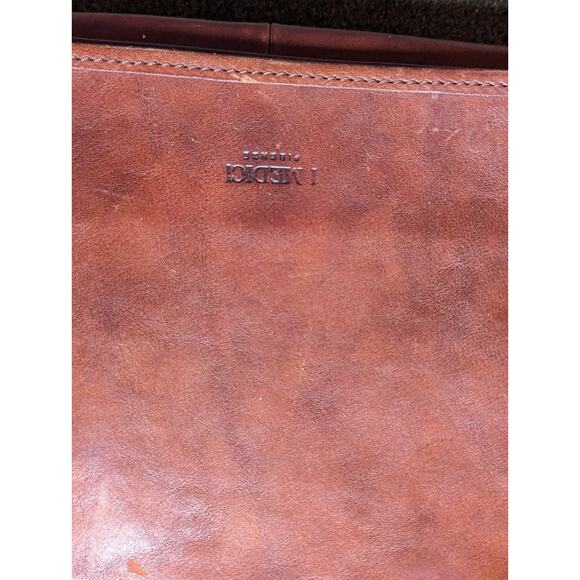 I Medici Italian Leather 2-Way Briefcase Shoulder Bag Red Brown Made in Italy - Picture 3 of 14